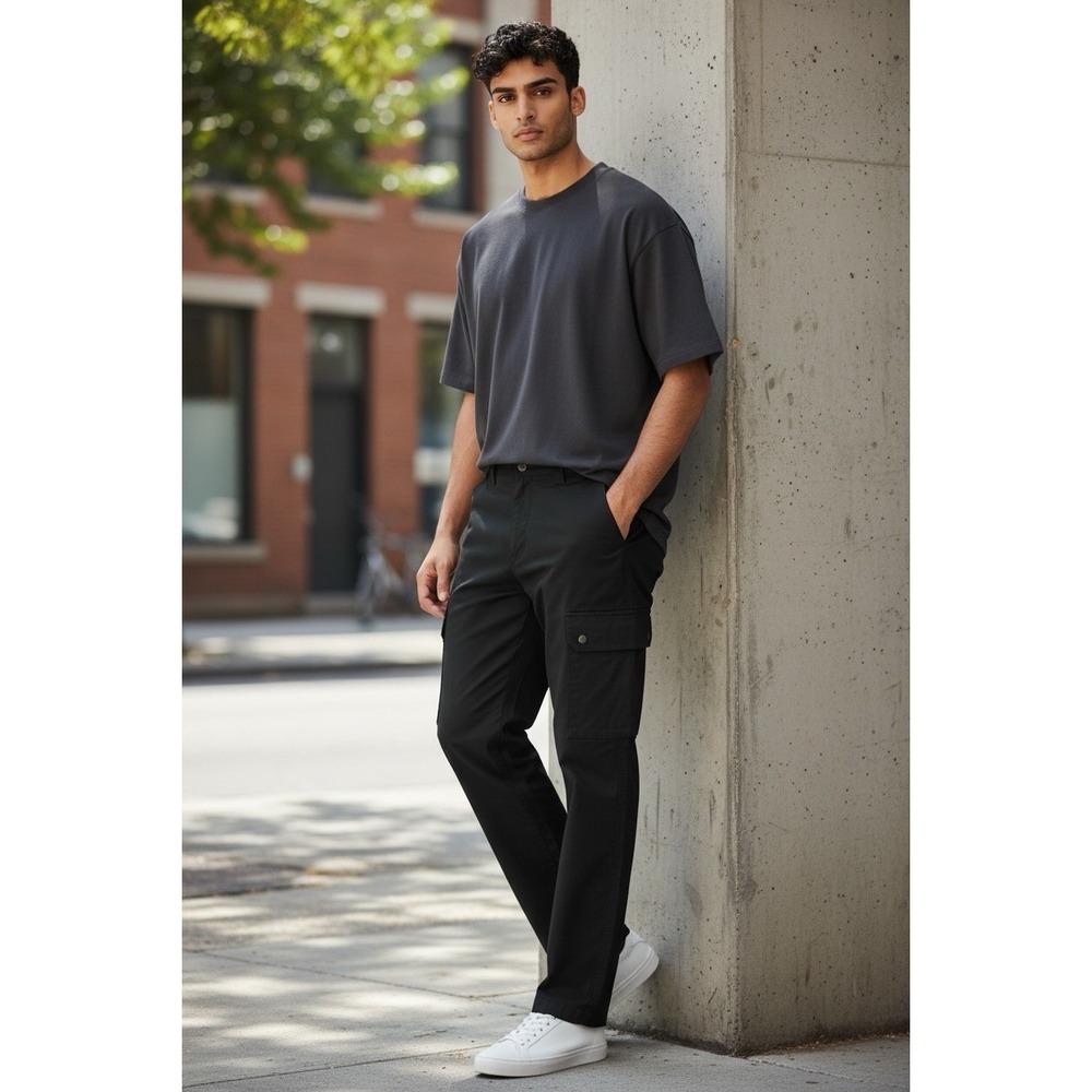 40 Grit Duluth Trading Mens Black Cargo Pants Standard Fit Size 38x32 Flex Twill